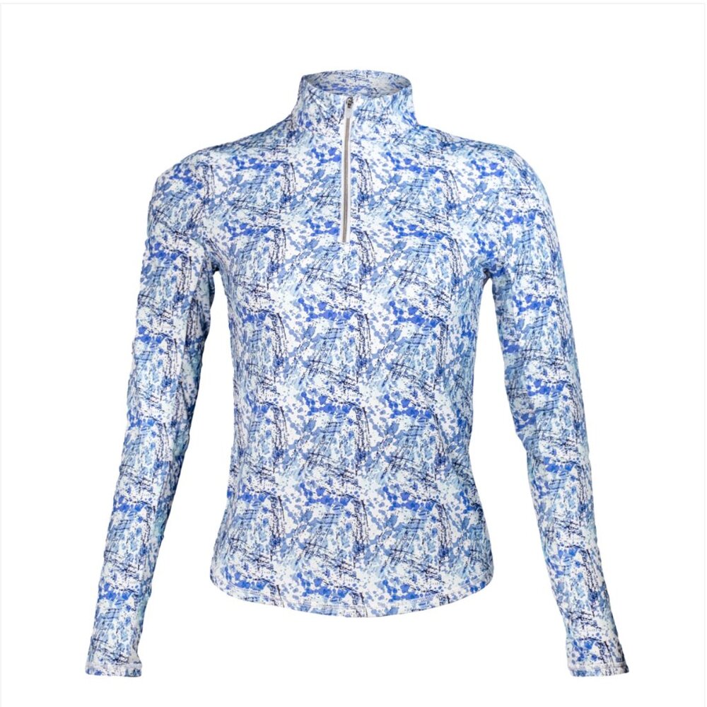 Adair Active Blue and White Golf Graphic Quarter Zip SUN SHIRT